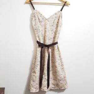 Trina Turk Confetti Fringed Tweed Belted Dress